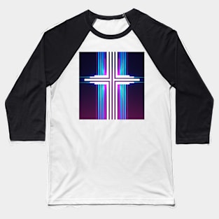 Synthwave stripes cross Baseball T-Shirt